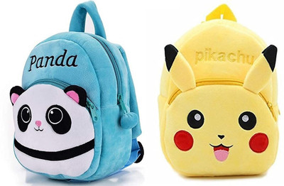 Aveek A_combo of 2 blue panda, yellow pikachu878_a Backpack(Multicolor, 13 L)