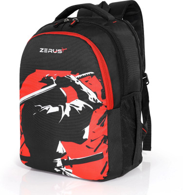 ZERUS Samurai Shadow Print Unisex School Bag with Laptop Sleeve & Padded Straps Waterproof Backpack(Black, 30 L)