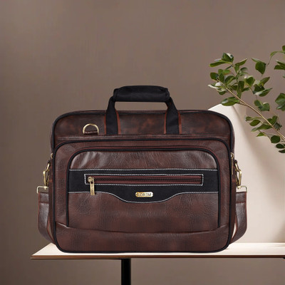 LOREM Brown & Black Color Faux Leather 28L Messenger Bag For Men DB-BG106 Messenger Bag(Brown, 28 L)