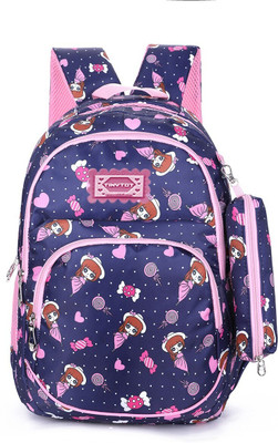 Tinytot Blue School Backpack with Pencil Pouch for 3rd - 10th Std. , Age 7 to 15 Waterproof School Bag(Blue, 26 L)
