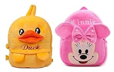 ISMAIL ANSARI ENTERPRISES Kids Duck Minnie Cartoon Soft Plush Boys Girls 2-5 Years School Bag(Yellow, Pink, 10 L)