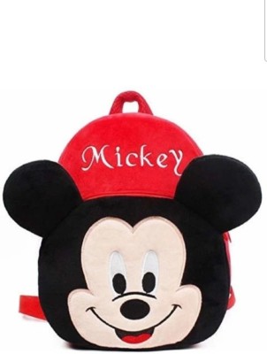 Bling Baby Cute Mickey Kid's Soft Cartoon School Backpack Plush Bag Waterproof School Bag(Red, Black, 5 L)