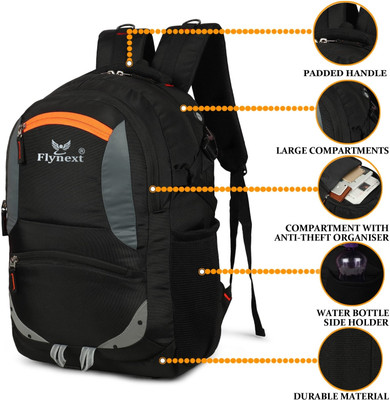 Flynext Yma.1377 Black Orange Spacy Comfortable School Bag For Boys and Girls Waterproof School Bag(Black, Orange, 35 L)