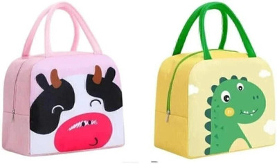 AASAISH Cute Cartoon Animal Pattern Waterproof Large Capacity Lunch Box Bag for Women Waterproof Lunch Bag(Pink, Yellow, 5 L)