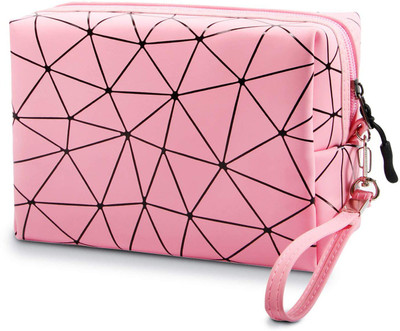 HOUSE OF QUIRK Travel Makeup Bag Cosmetic Bag Portable Waterproof Soft PU Leather Zipper Pouch Cosmetic Bag