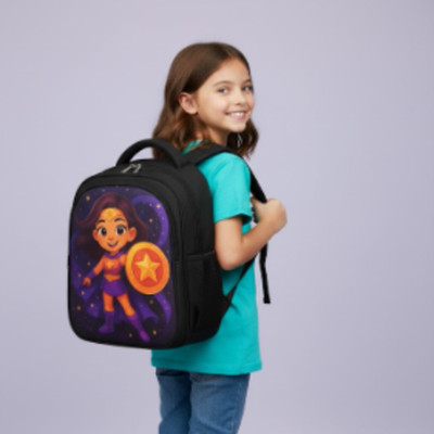 MOSU Space Princess Power School Bag Waterproof School Bag(Black, 26 L)