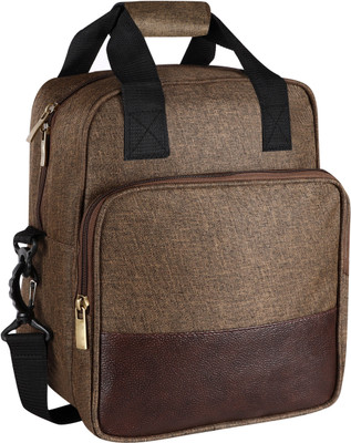 JPEnterprises Khakhi-Chocolate Faux Leather & PVC with Detachable strap Tiffin bag JP-TB15 Lunch Bag(Mustard, 13 L)