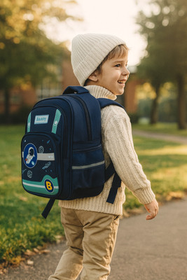 ZEVORA Kids Cartoon School Bag Backpacks Boys/Girls Nursery, Preschool, Picnic 01 Waterproof School Bag(Dark Blue, Grey, 13 inch)