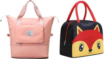 Kardiff Cute Printed Hot And Cold Lunch Bag For Boys And Girls Waterproof Lunch Bag(Black, Pink, 7 L)