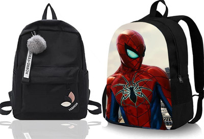 Shishtha B_BLCK__@@ FSHN_1PC & SPIDER-04_@@_1PC_xy Laptop Bag(Black, Black)