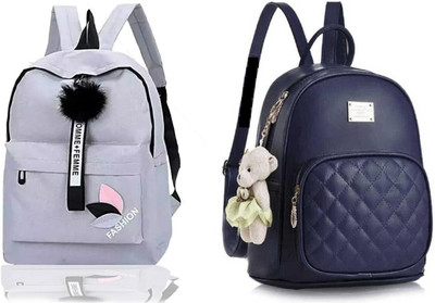 khatushyam collection stylish printed backpack for girls 20 L Backpack(Grey, Blue)