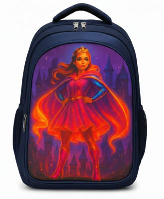 MOSU Princess Power Navy Kids School Bag Waterproof School Bag(Blue, 26 L)