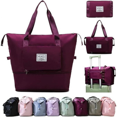 BAANI (Expandable) Womens Nylon Large Capacity Folding Travel Bag Travel Lightweight Waterproof Duffel Without Wheels