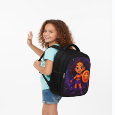 MOSU Cosmic Princess Hero Backpack Waterproof School Bag(Black, 26 L)