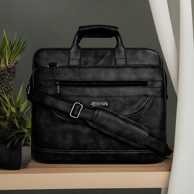 LOREM Black Color Faux Leather 28L Big Size Office Laptop Bag For Men DB-BG22 Messenger Bag(Black, 28 L)