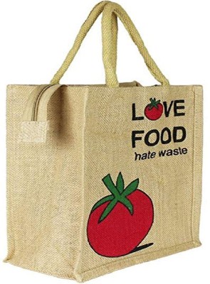 Unicrafts Jute Bag & Shopping Men & Women For Love Food Print Set of_01 Multipurpose Bag(Beige, 10 L)