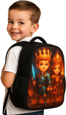 MOSU Hero King Queen Cartoon School Bag Waterproof School Bag(Black, 26 L)