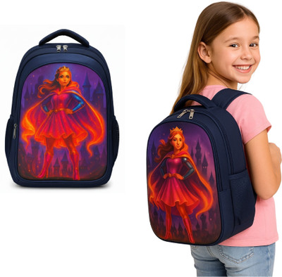 MOSU Princess Magic Hero Girls Backpack Waterproof School Bag(Blue, 26 L)