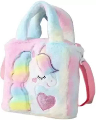 Rockjon Unicorn Fur Sling Bag Multipurpose Bag School Bag(Multicolor, 3 L)