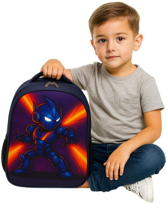 MOSU Robot Fire Warrior Navy School Bag Waterproof School Bag(Blue, 26 L)