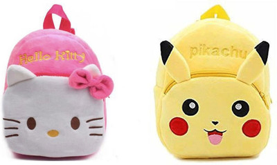 Aveek A_combo of 2 hello kitty pink, pikachu yellow784_a Backpack(Multicolor, 13 L)