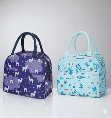 SAFESEED Pack of 2 Lunch Bag | Thermal Insulated and Waterproof Bag Waterproof Lunch Bag(Dark Blue, Blue, 5 L)