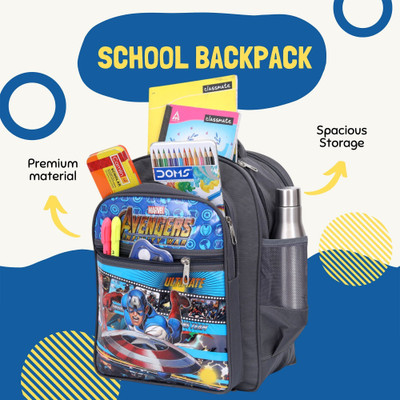 Travel Look Avenger Stylish School Bag for Boys/Girls|Spacious & Durable Class 3rd to 5th Waterproof School Bag(Dark Grey, 45 L)