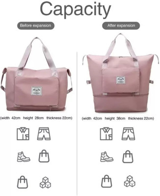 ED EXDAS (Expandable) WaterProof Folding Travel Bag Peach Duffel Without Wheels