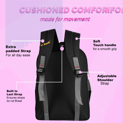 Travel Look Wedli 65L Stylish Backpack School Bag for Boys & Girls of Class 5th - 10th Waterproof School Bag(Black, 65 L)