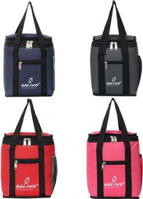 HALINO COMBO PACK OF 4 LUNCH BAG TIFFIN BAG PREMIUM QUALITY Waterproof Lunch Bag(Blue, Red, Pink, Grey, 3 L)