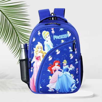ZERUS Trendy Frozen Printed Kids Girls Bag Tuition Picnic Outdoor Travel Backpack Waterproof School Bag(Blue, 21 L)