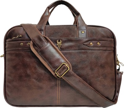 Krishiv Vegan Leather Messenger Leatherette Laptop Handbag Stylish Office Laptop Bags Messenger Bag(Brown, 16 L)
