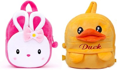 ZIIFOX bag Combo Konggi Rabbit /duck School Backpack Cartoons Fabric Soft Toy School Bag(White, 12 L)