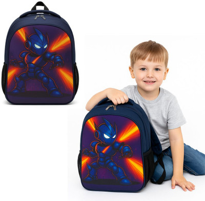 MOSU Angry Robot Blaze Navy Kids Bag Waterproof School Bag(Blue, 26 L)