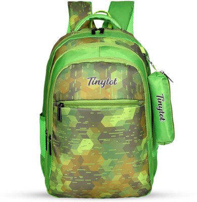 Tinytot SB117_13 School Backpack College Bag Travel Bag with Pencil Pouch 3rd Standard onward Waterproof School Bag(Light Green, Grey, 30 L)