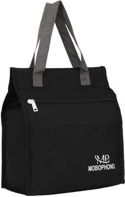 Mobophono FASHIONABLE MULTIPURPOSE POLYSTER TUFF QUALITY CARRY BAG, JHOLA BAG, LUNCH BAG Waterproof Lunch Bag(Black, 6 L)