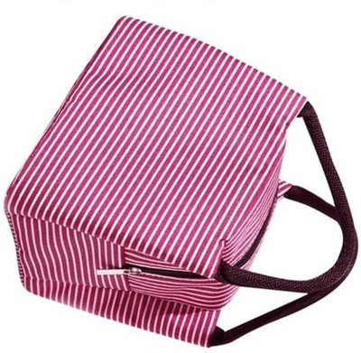 Krishna World Enterprise Pink Cross Stripe Insulated Lunch Bag – Reusable Tote for Work & School Waterproof Lunch Bag(Pink, 5 L)