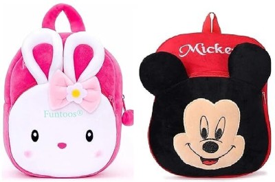 ARV Kids Kongi & Mickey Cartoon Soft Plush 10L School Backpacks School Bag(Pink, Red, 10 L)