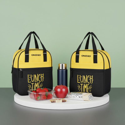 ONEGO Modern Tiffin Bag Great for Kids & Adults | School College Office & Outdoor Use Waterproof Lunch Bag(Yellow, Black, 10 L)