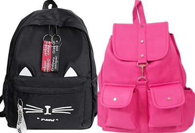 Shishtha B_BLK__CAT__1 A & pc38_xy Laptop Bag(Black, Pink)