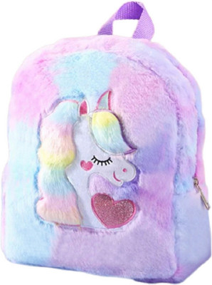 Frantic Kids Soft Animal Cartoon Velvet Plush School Bag Multi_Sweet_Cat_Fur Plush Bag(Multicolor, 15 L)