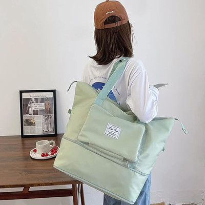 Remang JyotiClc Foldable Travel Duffel Bag, Large Capacity Folding Travel Bag Small Waterproof Shoulder Bag(Green, 34.5 L)