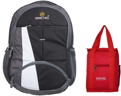 GoodFeel New Combo Of Lunch Bag And College Backpack, School Bag, Laptop Backpack, Waterproof Backpack(Black, 18 inch)