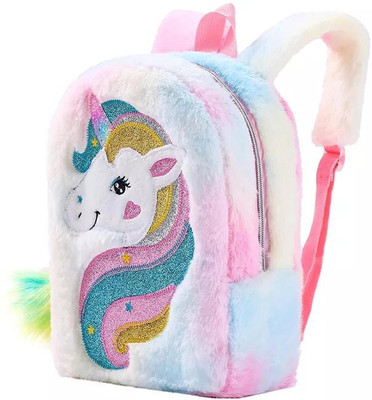DREAM LIFE Fur unicorn Girl's Bagpack School Bag(Multicolor, 5 L)