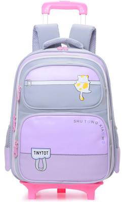 Tinytot SB237_01T School Backpack for Kids Boys Girls Nursery Onward with Trolley Waterproof School Bag(Purple, Grey, 22 L)