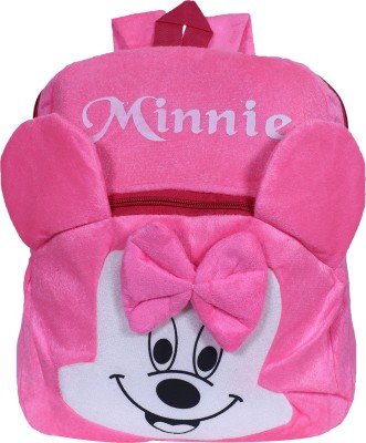DISNEY Minnie Bow Backpack|2 Compartment Velvet School Bag|Pink School Bag(Pink, 15 L)