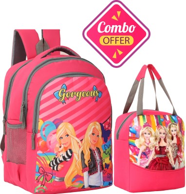 ELONONE BARBIE school and lunch bag For 1st std-5th std (Pink, 30L) Waterproof School Bag(Pink, 30 L)