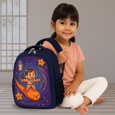 Mous Stylish Navy Blue Small Space Girl School Bag Waterproof School Bag(Blue, 26 L)