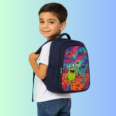 MOSU Durable Lightweight Kids Bag – Cartoon Alien Print School Backpack Waterproof School Bag(Blue, 26 L)