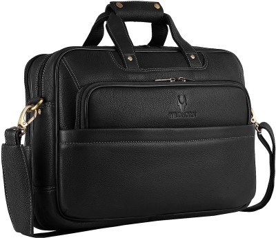 WILDHORN Leather Laptop Messenger Bag for Men Messenger Bag(Black, 14 L)